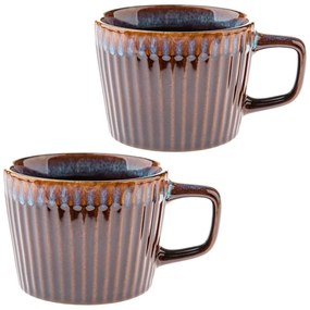 Niebieskie/brązowe kamionkowe kubki zestaw 2 szt. do cappuccino 190 ml Tone – Dakls