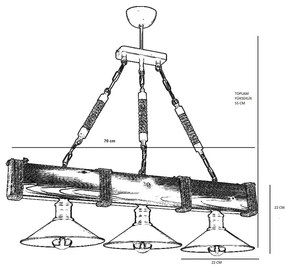 Lampa wisząca z drewna grabu Kütük Yanık