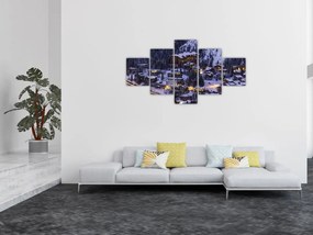Obraz - górskie zimowe miasteczko (125x70 cm)