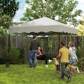 Outsunny 3 x 3 m Składany Pawilon, Regulowany Wysokością Pawilon Ogrodowy, z Torbą na Kółkach, do Ogrodu, Tarasu, Metal, Tkanina, Kremowy