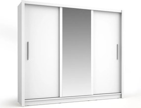 Szafa Przesuwna FRISKA 247,8 cm z Lustrem Szafa Dwudrzwiowa, Biały