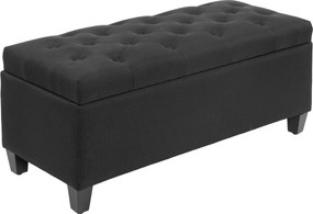 HOMCOM Ławka z Przestrzenią na Przechowywanie, Tapicerka w stylu Lnianego Poliestru, Drewno Kauczukowe, Czarna, 100 x 40 x 44 cm