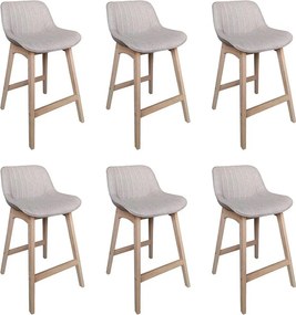Komplet dębowych krzeseł wyspowych i barowych z siedziskiem z tkaniny MELLOW o szerokości 65 cm