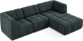 Niebieski aksamitny narożnik (prawostronny/z szezlongiem) Aloha – Makamii