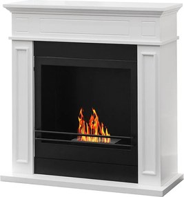 Kominek bioetanolowy JEFFERSON, stojący biokominek, biały, dł. 89,5 x wys. 90,5 x gł. 28