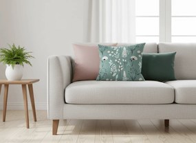 Dekoracyjna poszewka na poduszkę WILD FLOWERS 45x45 cm, miętowy