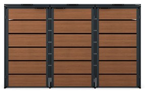 Zabudowa śmietnikowa 240L trzykomorowa, antracyt - orzech