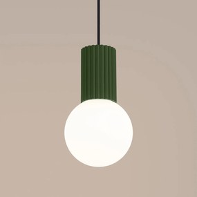 Lampa wisząca HALO 1 zielona oliwka ryflowana SOLLUX  LIGHTING