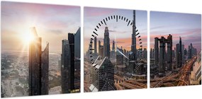 Obraz - Panorama Dubaju (z zegarem) (90x30 cm)