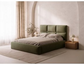 Zielone tapicerowane łóżko dwuosobowe ze schowkiem ze stelażem 160x200 cm Libera – Windsor &amp; Co Sofas