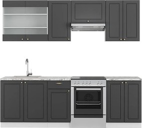 Aneks kuchenny antracytowo-złoto-biały 240x60x81.6 fame-line