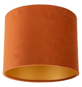 Abajur de tecido laranja com interior dourado 18/18/14
