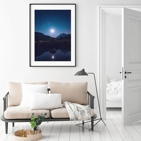 Plakat - Pełnia księżyca nad jeziorem (A4)