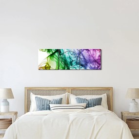Obraz - kolorowy dym (z zegarem) (90x30 cm)
