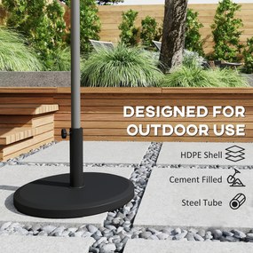 Outsunny Stojak pod parasol cementowy 13kg, okrągły, dla masztów o średnicy 34mm/38mm/48mm, czarny | Aosom PL