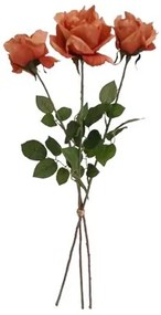 Sztuczna róża pomarańczowa, 74 cm, 3 sztuki