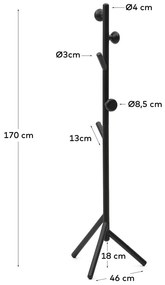 Czarny wieszak z litego drewna bukowego 46x170 cm Nadue – Kave Home