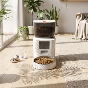 PawHut Automat do karmienia kota z kamerą, 2,4 GHz WLAN, sterowanie aplikacją, 4L automat na 1–10 posiłków, dwukierunkowe audio | Aosom PL