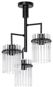 Żyrandol na drążku 3xE27/60W/230V czarny/przezroczysty