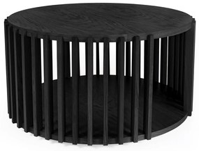Czarny stolik z drewna dębowego Woodman Drum, ø 83 cm