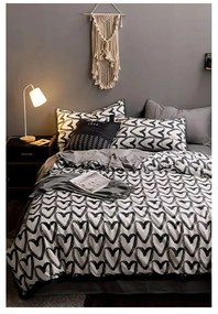 Biało-szara bawełniana pościel dwuosobowa z prześcieradłem 200x220 cm – Mila Home