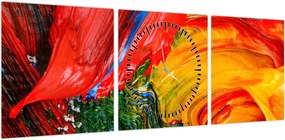 Obraz - Niebieska abstrakcja za pomocą pędzla (z zegarem) (90x30 cm)