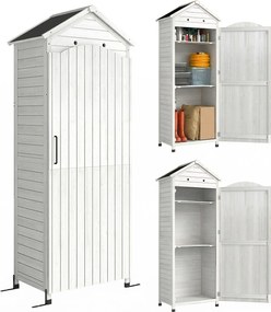 Outsunny Drewniana szafa ogrodowa z regulowanymi półkami, magnetycznymi drzwiami, ocynkowanym dachem i wentylacją | Aosom PL