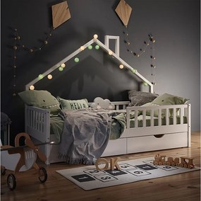 Łóżko domowe biały 208x93x155 noemi