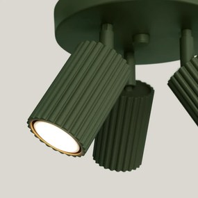 Plafon trzypunktowy KARBON 3P zielony oliwkowy okrągły SOLLUX  LIGHTING