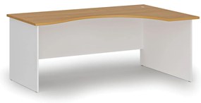 Ergonomiczne biurko PRIMO WHITE, 180x120 cm, prawe, biały/buk