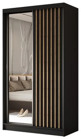 Szafa przesuwna - Lamel z lustrem 120 cm, czarny mat