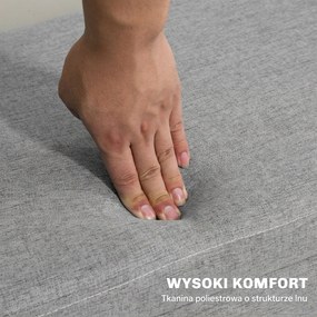 HOMCOM Ławka tapicerowana z przestrzenią do przechowywania, wykończenie w wyglądzie lnu, nogi z drewna kauczukowego, do 220 kg, 110x39x45cm, szara