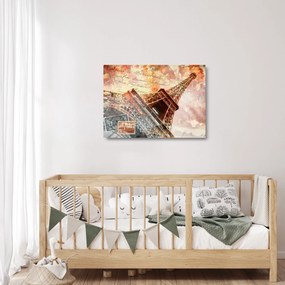 Obraz na szkle - Wieża Eiffla w stylu vintage (70x50 cm)