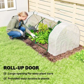 Outsunny Szklarnia z siatką PE, zimowa szklarnia foliowa ze stali, tunel foliowy 200 x 100 x 80 cm biały | Aosom PL