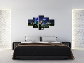 Obraz przedstawiający pełnię księżyca w ogrodach Singapuru (125x70 cm)