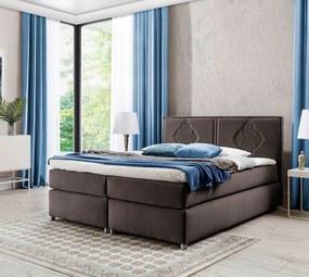 Brązowe łóżko welurowe w stylu boho 5 rozmiarów K7-K55