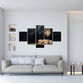 Obraz - Lew i lwica w chmurach (125x70 cm)