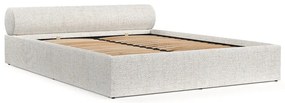 Kremowe tapicerowane łóżko dwuosobowe ze schowkiem ze stelażem 180x200 cm Solvo – Maison de Rêve