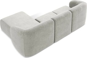 Jasnoszary narożnik z tkaniny szenilowej (prawostronny/z szezlongiem) Lani – Makamii