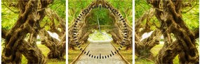 Obraz - Żywy tunel plumerii (z zegarem) (90x30 cm)