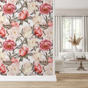 Fototapeta – Czerwone i białe kwiaty (196x136 cm)
