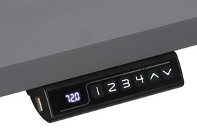Stół z regulacją wysokości, 1 silnik, 745 - 1235 mm, ergonomiczny L/P, blat 1600 x 1200 mm, podstawa biała, grafitowy