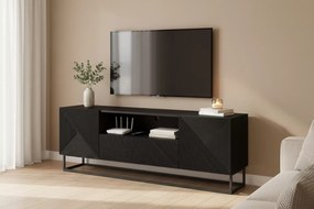 Szafka RTV Asha 167 cm z szufladą i metalowym stelażem - czarny mat