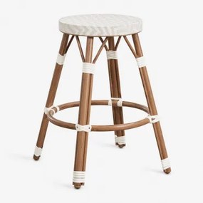 Taboret Wysoki Z Aluminium I Syntetycznego Rattanu Brielle Bistro ↑65 Cm & Nude Beżowy - Gardenia Biel - Sklum