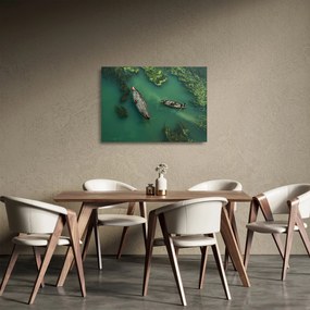 Obraz na szkle - Rybacy na rzece (70x50 cm)