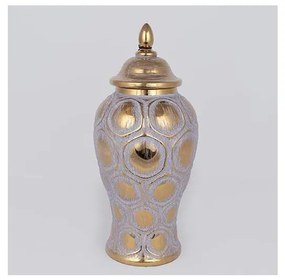 Słoik ceramiczny 35x18,5 cm złoty/szary