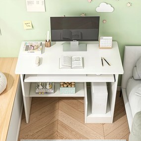 Kompaktowe białe biurko z szufladami na klawiaturę – 80 x 40 x 74 cm | Nowoczesny i ergonomiczny design