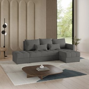 Masseno Narożnik LUMARI z funkcją spania i pojemnikiem na pościel Narozniki L, Rozkładana sofa - Szary, KRONOS 15