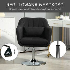 HOMCOM Krzesło obrotowe, regulowany fotel biurowy, lenopodobny poliester, metal, 60 x 60 x 79-91 cm, Szary
