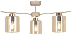 Lampa sufitowa beżowa z trzema kloszami i beżowym stelażem L6-K37
